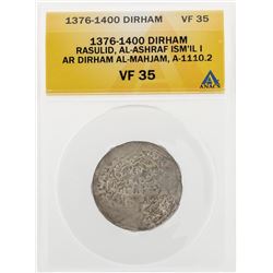 1376-1400 Dirham Rasulid Al-Ashraf Ism'il I AR Dirham Al Mahjam A 1110.2 Coin AN