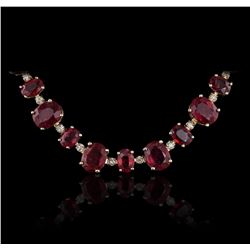 14KT Yellow Gold 44.89ctw Ruby and Diamond Necklace