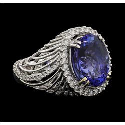18KT White Gold 8.01ct Tanzanite and Diamond Ring