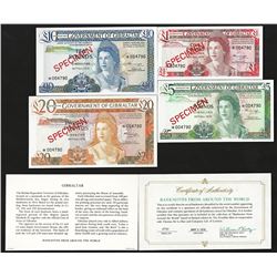 Set of (4) Government of Gibraltar Specimen Bank Notes