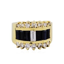 14KT Yellow Gold 1.80ctw Sapphire and Diamond Ring