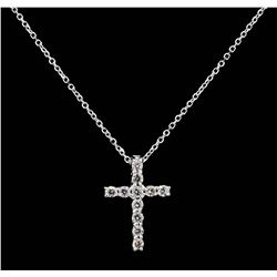 14KT White Gold 0.27ctw Diamond Cross Pendant with Chain