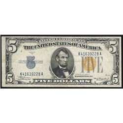 1934A $5 North Africa Silver Certificate