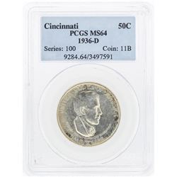 1936-D Cincinnati Music Center Commemorative Half Dollar Coin PCGS MS64