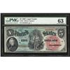 Image 1 : 1869 $5 Legal Tender Rainbow Note PMG CU63