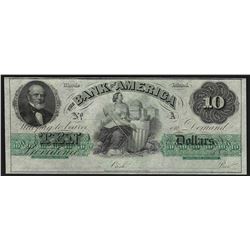 1800s $10 The Bank of America Rhode Island Obsolete Bank Note