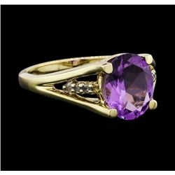 10KT Yellow Gold 2.00ct Amethyst and Diamond Ring