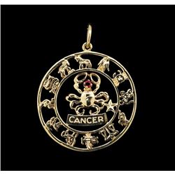 14KT Yellow Gold 0.10ct Ruby Zodiac Pendant