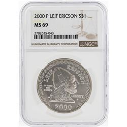 2000-P Leif Ericson Commemorative Silver Coin NGC MS69