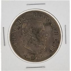 1873 Italy 5 Lira Silver Coin