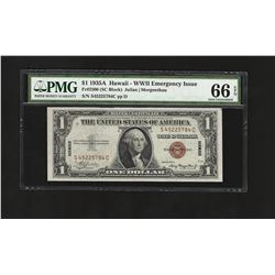 1935A $1 Silver Certificate WWII Emergency Hawaii Note PMG 66EPQ