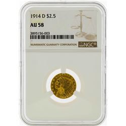1914-D $2 1/2 Liberty Head Quarter Eagle Gold Coin NGC AU58