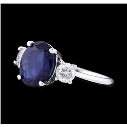 14KT White Gold 2.47ct Blue Sapphire and Diamond Ring