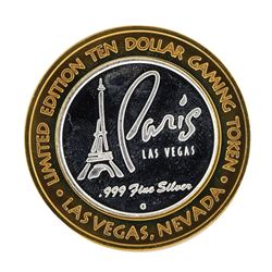.999 Silver Paris Las Vegas Nevada $10 Casino Limited Edition Gaming Token