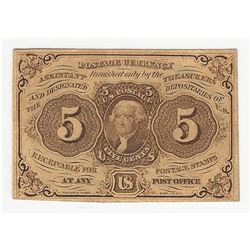 July 17, 1862 Five Cents First Issue Fractional Currency Note