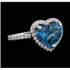 Image 1 : 18KT White Gold 7.64ct Blue Zircon and Diamond Ring