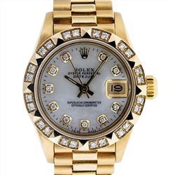 Rolex Ladies President 18K Yellow Gold 0.50ctw Diamond Datejust Wristwatch