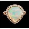Image 2 : 14KT Rose Gold 4.20ct Opal and Diamond Ring