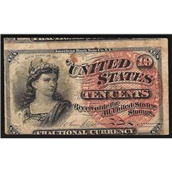 1863 Ten Cents Fourth Issue Fractional Note