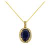 Image 1 : 14KT Yellow Gold 8.10ct Sapphire and Diamond Pendant with Chain
