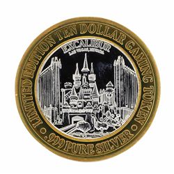 .999 Silver Excalibur Las Vegas Nevada $10 Casino Limited Edition Gaming Token
