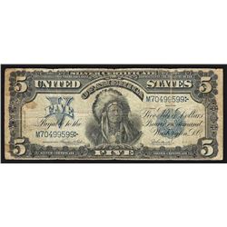 1899 $5 Indian Chief Silver Certificate Bank Note