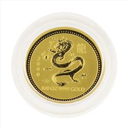 2000 $5 Australia 1/20 oz Lunar Year of the Dragon Gold Coin BU
