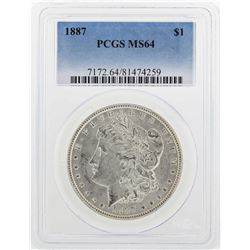1887 $1 Morgan Silver Dollar Coin PCGS MS64