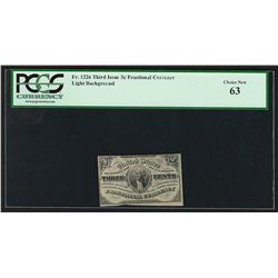 1863 Three Cents Third Issue Fractional Currency Note PCGS Choice New 63