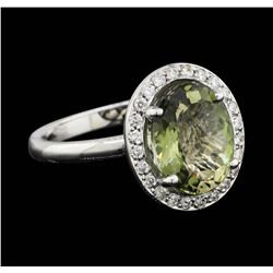 14KT White Gold 3.00ct Green Tourmaline and Diamond Ring