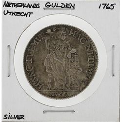 1765 Netherlands 1 Gulden Vtrecht Silver Coin