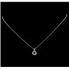 Image 2 : 14-18KT White Gold 0.40ct Sapphire and Diamond Pendant With Chain