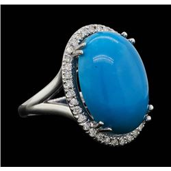 14KT White Gold 9.70ct Turquoise and Diamond Ring