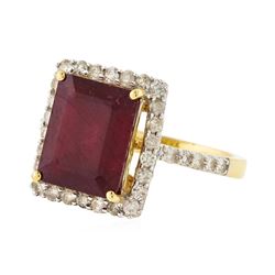 14KT Yellow Gold 5.96ct Ruby and Diamond Ring