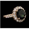 Image 1 : 14KT Rose Gold 4.09ct Green Tourmaline and Diamond Ring