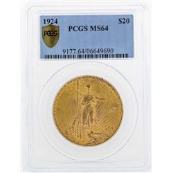 1924 $20 St. Gaudens Double Eagle Gold Coin PCGS MS64