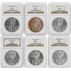 Image 1 : 1994-1999 American Silver Eagle Coins NGC MS69