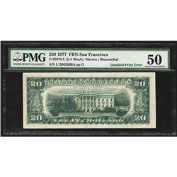 1977 $20 Federal Reserve Note ERROR First Print Doubled PMG AU50