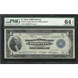 1918 $1 Federal Reserve Bank of Boston National Currency Note PMG CU 64EPQ