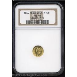 1849 G$1 Open Wreath MS62 NGC.
