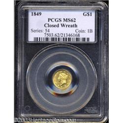 1849 G$1 Closed Wreath MS62 PCGS.