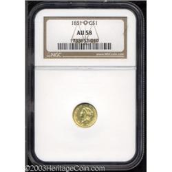 1851-O G$1 AU58 NGC.