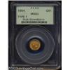 Image 1 : 1854 G$1 Type One MS63 PCGS.