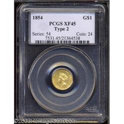 1854 G$1 Type Two XF45 PCGS.