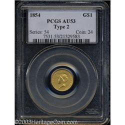 1854 G$1 Type Two AU53 PCGS.