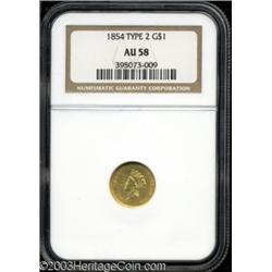 1854 G$1 Type Two AU58 NGC.
