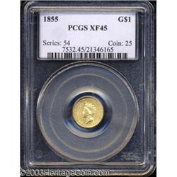 1855 G$1 XF45 PCGS.