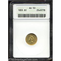 1855 G$1 AU50 ANACS.
