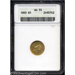 1855 G$1 AU55 ANACS.