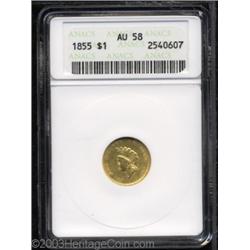 1855 G$1 AU58 ANACS.